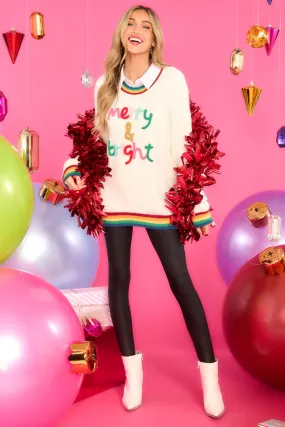 You Make Me Merry Ivory Sweater