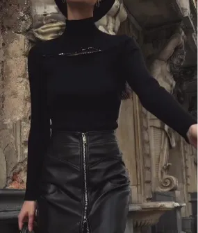 Zip Open Turtleneck Sweater